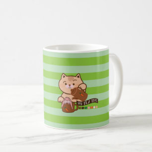 cat and rabbit's tea time coffee mug