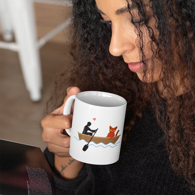 Cat and Rower in Boat Funny Whimsical Pet Lover  Coffee Mug (Creator Uploaded)