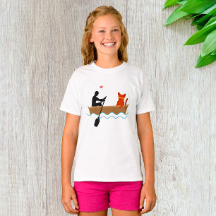 Cat and Rower in Boat Funny Whimsical Pet Lover  T-Shirt