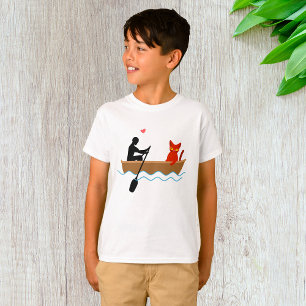 Cat and Rower in Boat Funny Whimsical Pet Lover T-Shirt