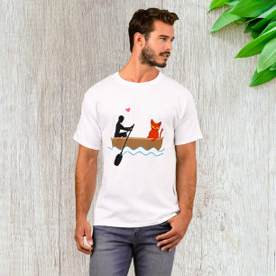 Cat and Rower in Boat Funny Whimsical Pet Lover T-Shirt