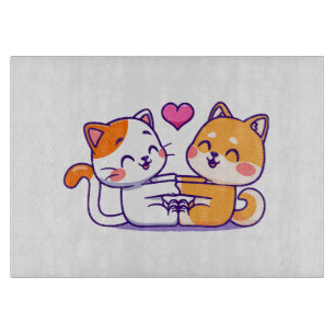 Cat And Shiba Inu Cutting Board