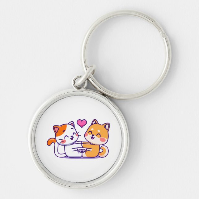 Cat And Shiba Inu Key Ring (Front)