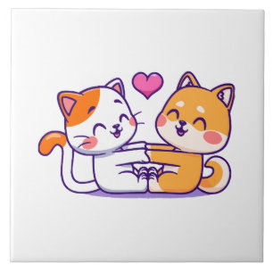 Cat And Shiba Inu Tile