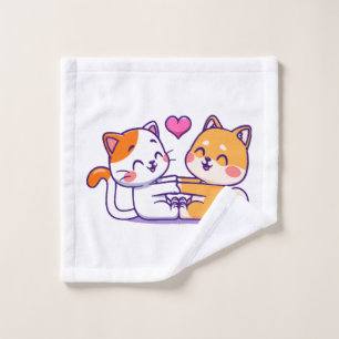 Cat And Shiba Inu Wash Cloth