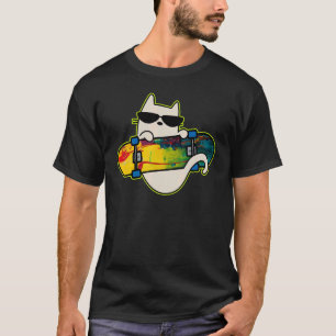 Cat and Skateboard Skateboarding Cat Deck Art T-Shirt