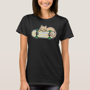 Cat and Skateboard Skateboarding Shy Cat Color Wav T-Shirt