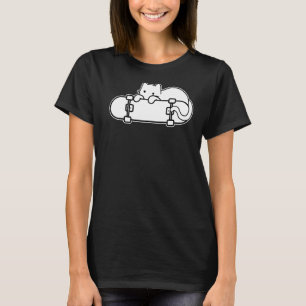 Cat and Skateboard Skateboarding Shy Cat outline T-Shirt