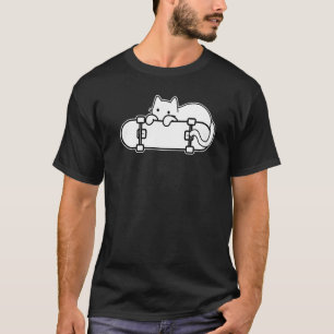 Cat and Skateboard Skateboarding Shy Cat outline T-Shirt