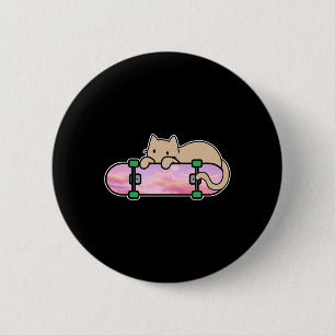 Cat And Skateboard Skateboarding Shy Cat Skating O 6 Cm Round Badge