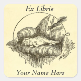 Cat and Squirrel Ex Libris Bookplate Stickers