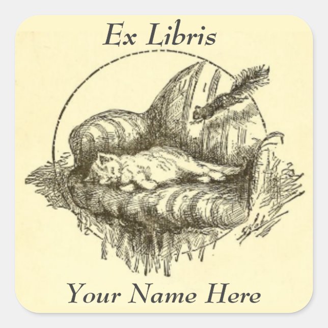Cat and Squirrel Ex Libris Bookplate Stickers (Front)