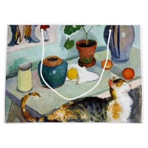 Cat and Still Life, August Macke Large Gift Bag