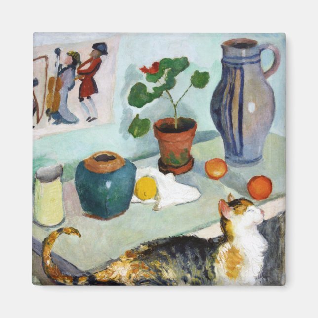 Cat and Still Life, August Macke Magnet (Front)