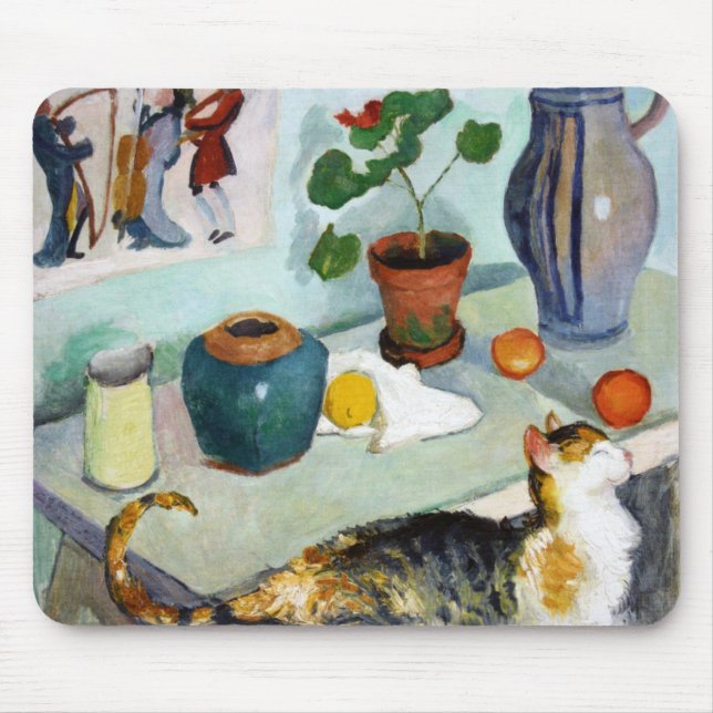 Cat and Still Life, August Macke Mouse Mat (Front)