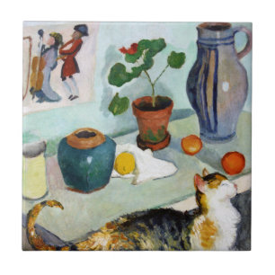 Cat and Still Life, August Macke Tile