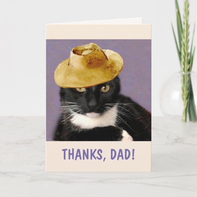 Cat And Sun Hat Father's Day Card (Front)