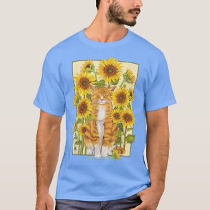 Cat and Sunflowers for cats lover cute  T-Shirt