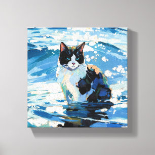 Cat And The Ocean (#1) Canvas Print