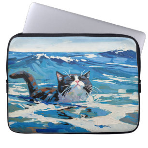 Cat And The Ocean (#3) Laptop Sleeve