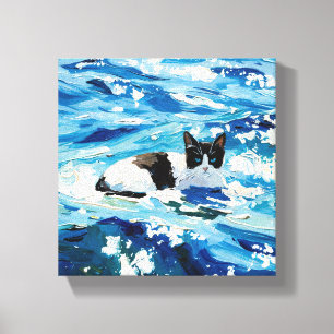 Cat And The Ocean (#5) Canvas Print