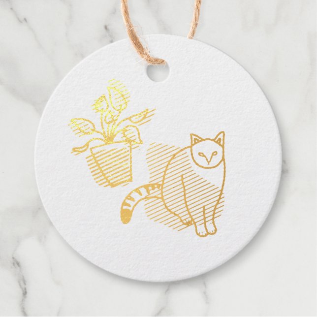 Cat and the plant favour tags (Front)