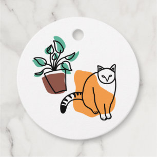Cat and the plant favour tags