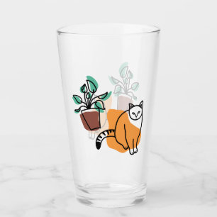 Cat and the plant glass