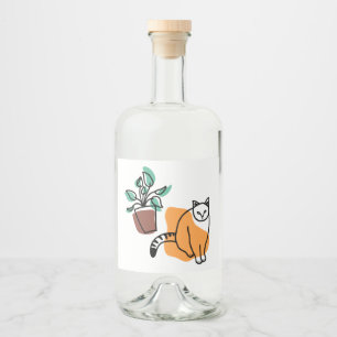 Cat and the plant liquor bottle label