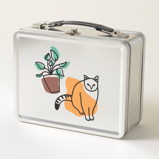 Cat and the plant metal lunch box (Front)