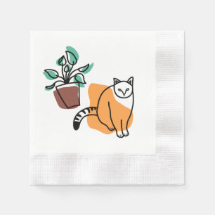 Cat and the plant napkin
