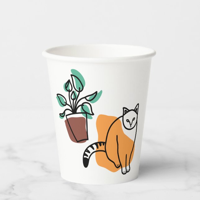 Cat and the plant paper cups (Front)