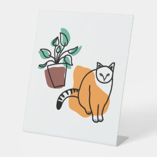 Cat and the plant pedestal sign