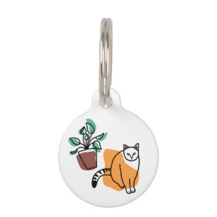 Cat and the plant pet tag