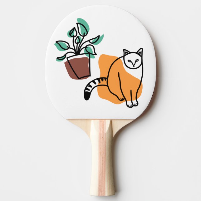 Cat and the plant ping pong paddle (Front)