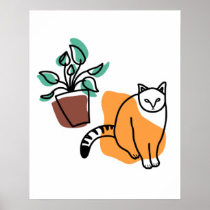 Cat and the plant poster
