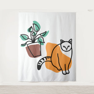 Cat and the plant tapestry