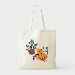 Cat and the plant tote bag