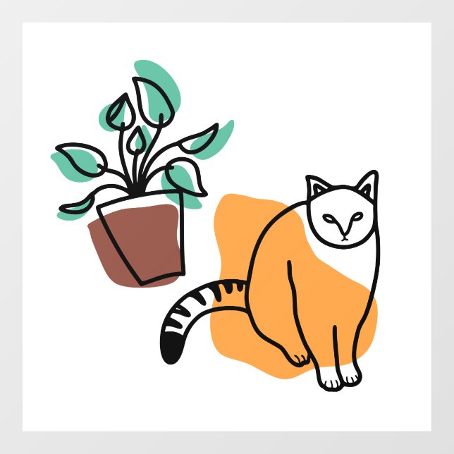 Cat and the plant window cling (Sheet)