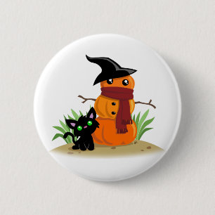 Cat and the Pumpkinman Button