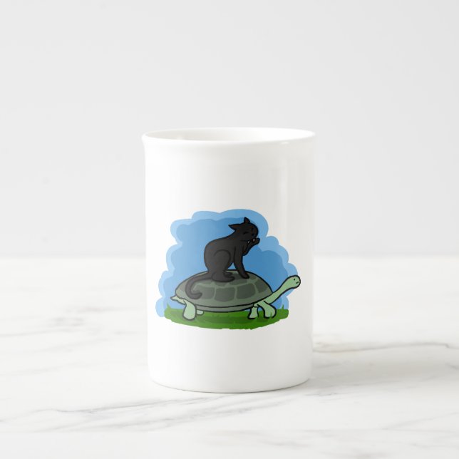 Cat And Turtle Bone China Mug (Front)