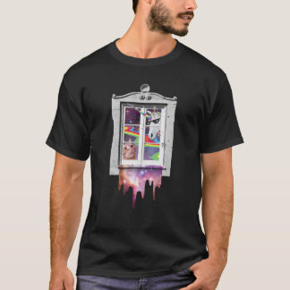 Cat And Unicorn In Space Meme T-Shirt