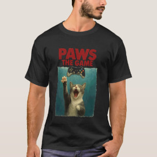 Cat and Video Gamer Funny Parody Design T-Shirt
