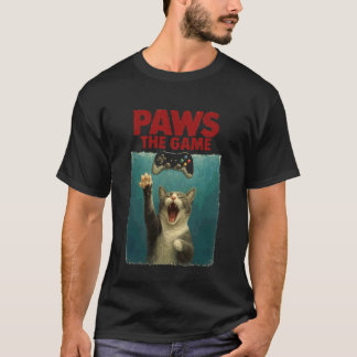 Cat and Video Gamer Funny Parody Design T-Shirt