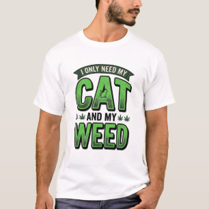 Cat And Weed Vintage Engraving T-Shirt Design_1
