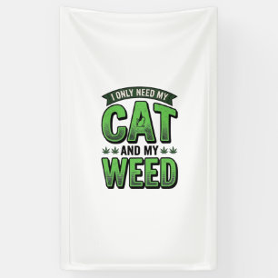 Cat And Weed Vintage Engraving T-Shirt Design_1 Banner