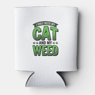 Cat And Weed Vintage Engraving T-Shirt Design_1 Can Cooler