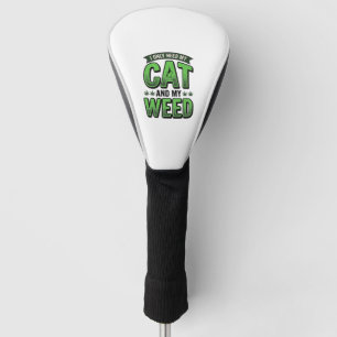 Cat And Weed Vintage Engraving T-Shirt Design_1 Golf Head Cover