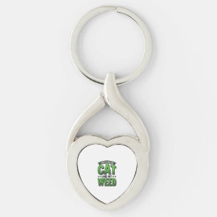 Cat And Weed Vintage Engraving T-Shirt Design_1 Key Ring