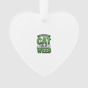Cat And Weed Vintage Engraving T-Shirt Design_1 Ornament